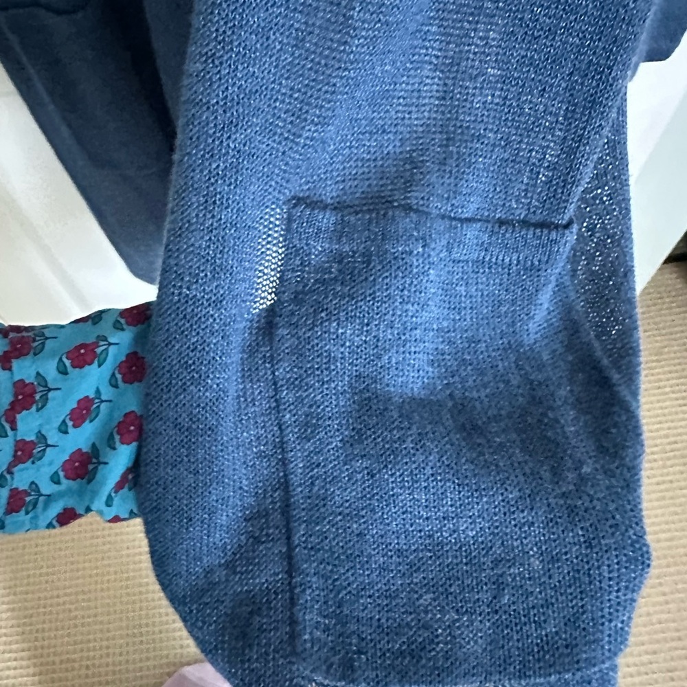 J. Jill Blue Cardigan Sweater Lightweight Open-Front - Picture 6 of 7